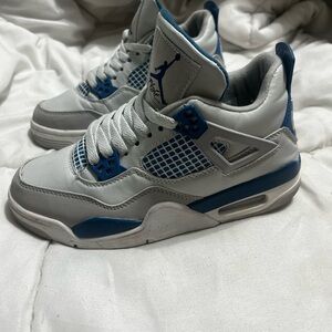 Jordan Retro 4 White and Blue Athletic Shoes